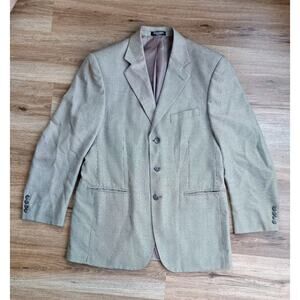 Stafford Silk Wool Blend Sports Coat Grey Black Houndstooth Size 40R